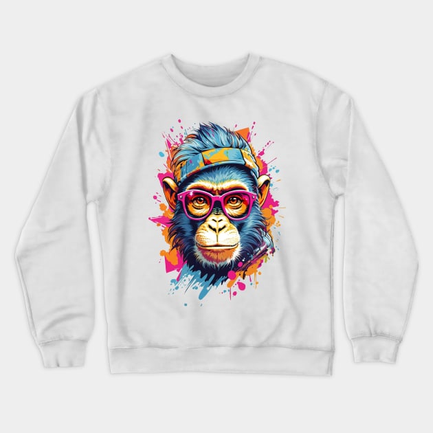 Cool Monkey in Sunglasses Crewneck Sweatshirt by NordicBadger